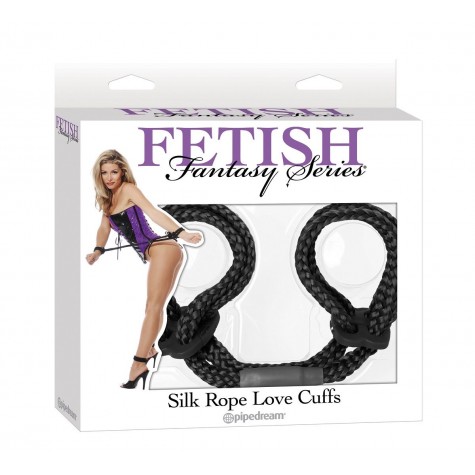 Черные верёвочные оковы на руки или ноги Silk Rope Love Cuffs